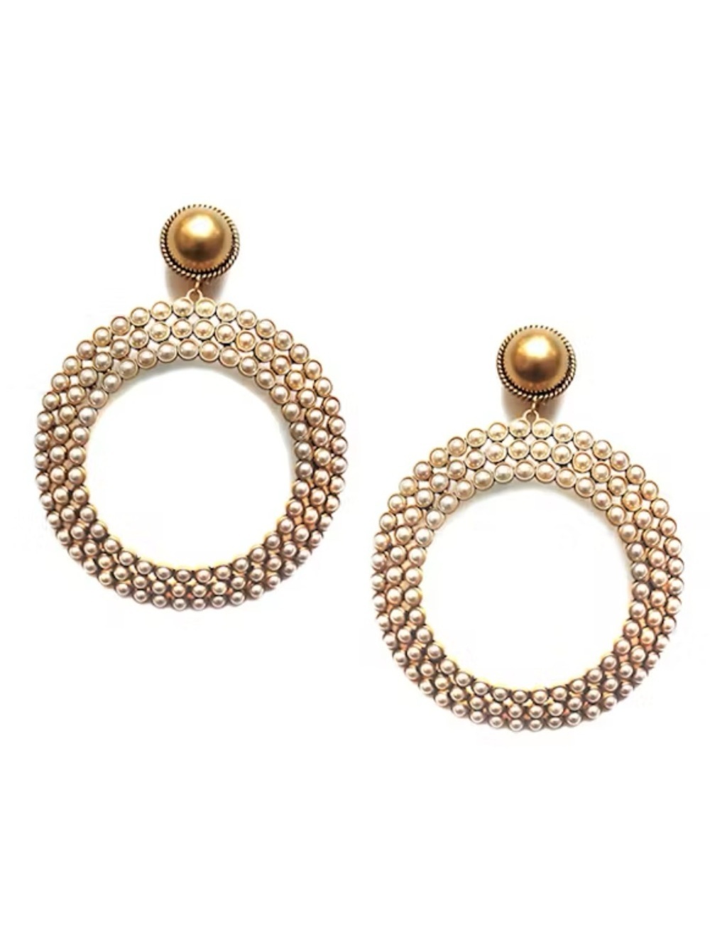 Rare $195 Rachel Zoe Sterling Pearl Hoop Earrings in Gold